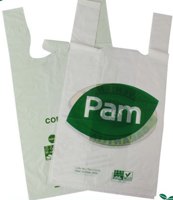 PLA Compostable Plastic T Shirt Shopping Bags Biodegradable Eco Friendly