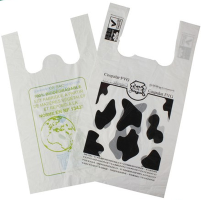 PLA Compostable Plastic T Shirt Shopping Bags Biodegradable Eco Friendly