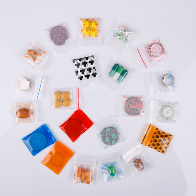 Self Sealing PE Mini Zipper Poly Bags Clear For Packaging Food