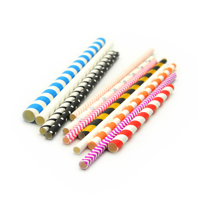 Coloured Decorative Biodegradable Paper Drinking Straws 6mm 8mm 10mm