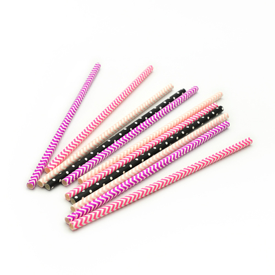 Coloured Decorative Biodegradable Paper Drinking Straws 6mm 8mm 10mm